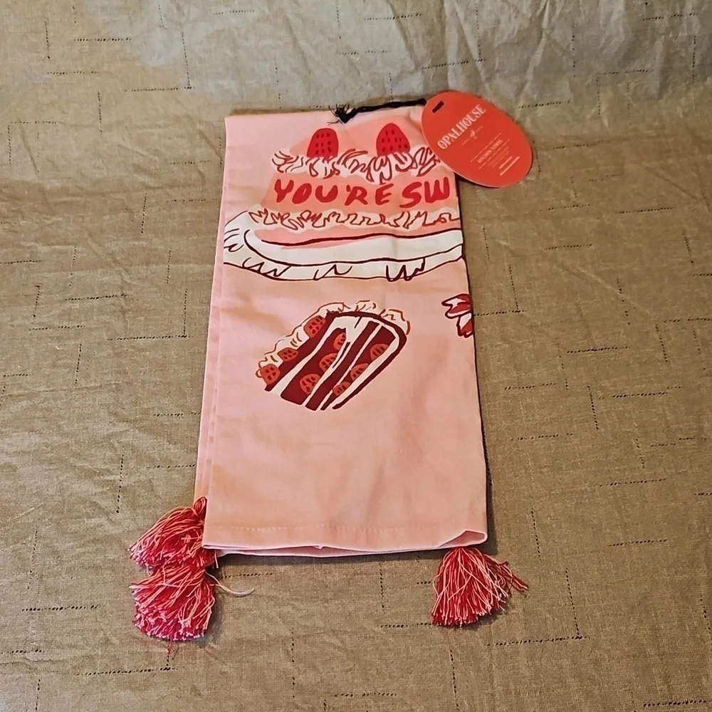 Opalhouse Pink Red Kitchen Towel 100% Cotton NWT 🎯